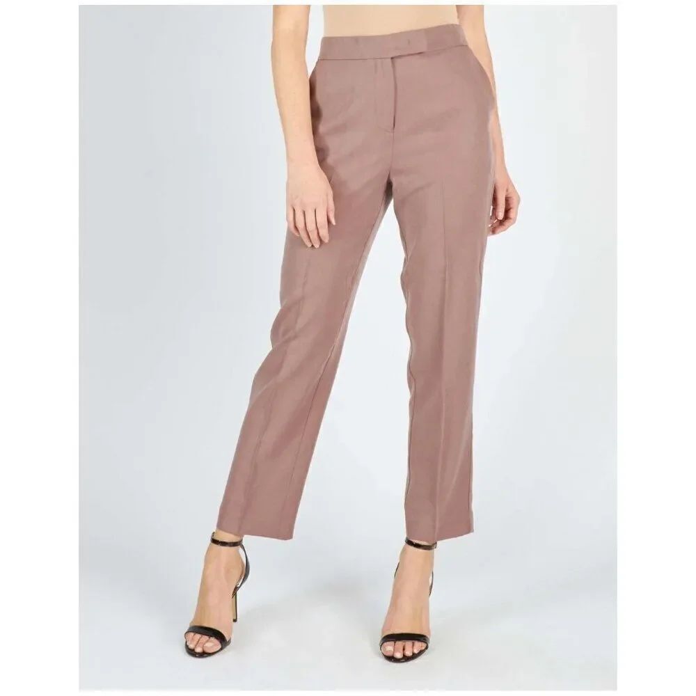 Zara Women Pink Dress Pants Ankle Medium M Straight Fit Pockets NWT